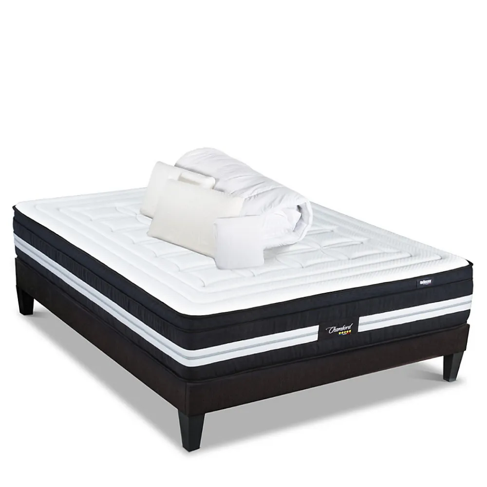 Pack Chambord 90x200 cm Matelas Ressorts + Sommier Bois + Accessoires>Bellecour Hot