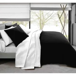 Pack complet 6 pièces Noir/Blanc réversible housse de couette pour lit 140 x 190 cm>Univers Décor Hot