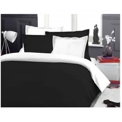 Pack complet 6 pièces Noir/Blanc réversible housse de couette pour lit 140 x 190 cm><noscript><img width=