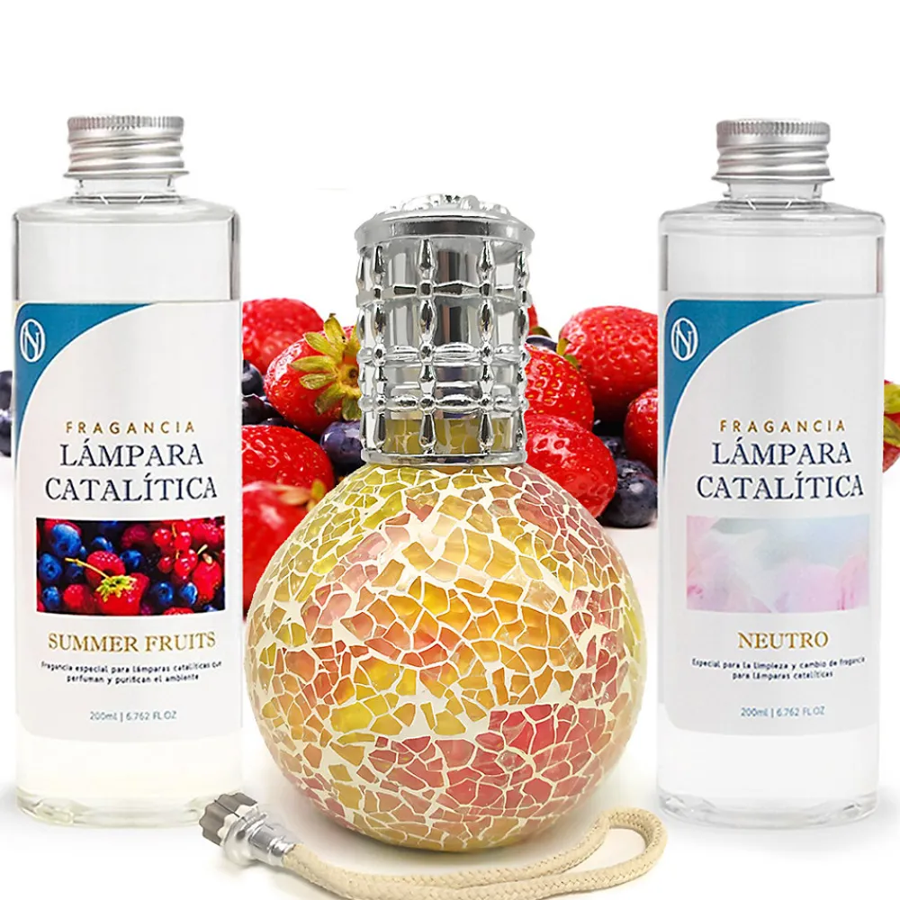 Pack économique Lampe Catalytique Mosaïque Bicolore + Parfum Summer Fruits (200ml) + Nettoyant Neutre (200ml) + Mèche de Rechange>Mamamanuela Online