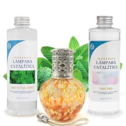 Pack économique Lampe Catalytique Drops Orange + Parfum Mountain Mint (200 ml) + Nettoyant Neutre (200 ml) + Mèche de Rechange>Mamamanuela