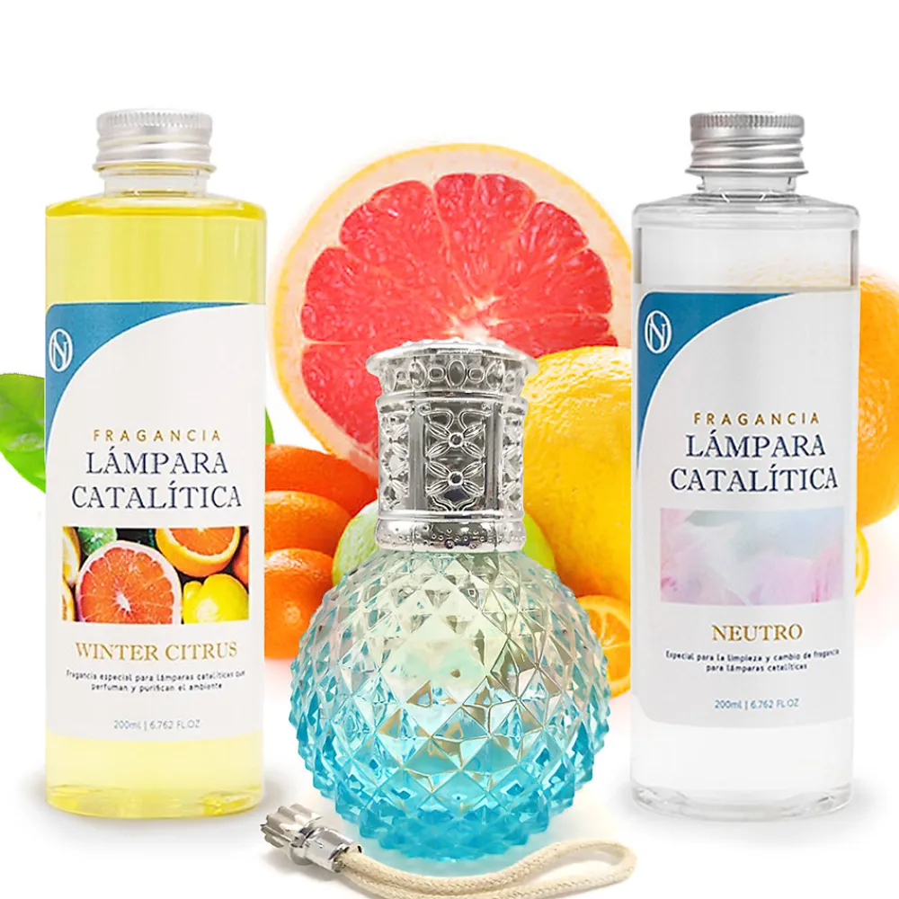 Pack économique Lampe Catalytique Blue Diamonds + Parfum Winter Citrus (200 ml) + Nettoyant Neutre (200 ml) + Mèche de Rechange>Mamamanuela Clearance