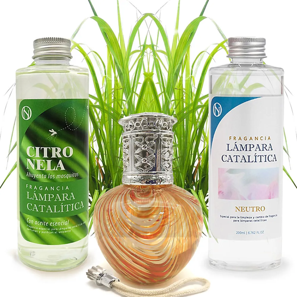 Pack économique Lampe Catalytique Orange Waves + Parfum Citronnelle (500 ml) + Nettoyant Neutre (200 ml) + Mèche de Rechange>Mamamanuela Clearance