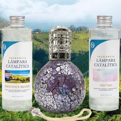 Pack économique Lampe Catalytique Mosaïque de minuit + Provence Breeze (500 ml) + Nettoyant Neutre (200 ml) + Mèche de Rechange>Mamamanuela Online