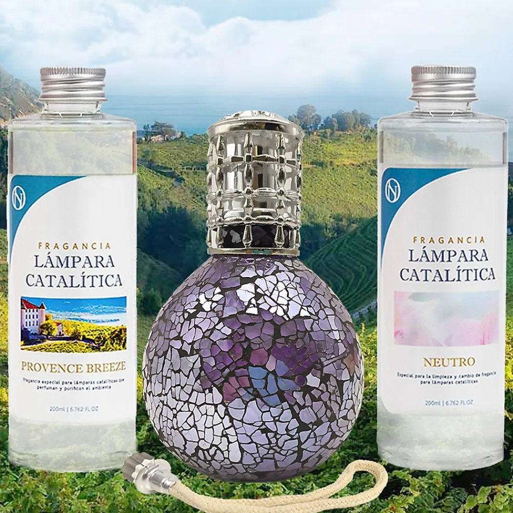Pack économique Lampe Catalytique Mosaïque de minuit + Provence Breeze (500 ml) + Nettoyant Neutre (200 ml) + Mèche de Rechange>Mamamanuela Online