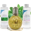 Pack économique Lampe Catalytique Mosaïque Doré + Parfum Mountain Mint (200 ml) + Nettoyant Neutre (200 ml) + Mèche de Rechange>Mamamanuela