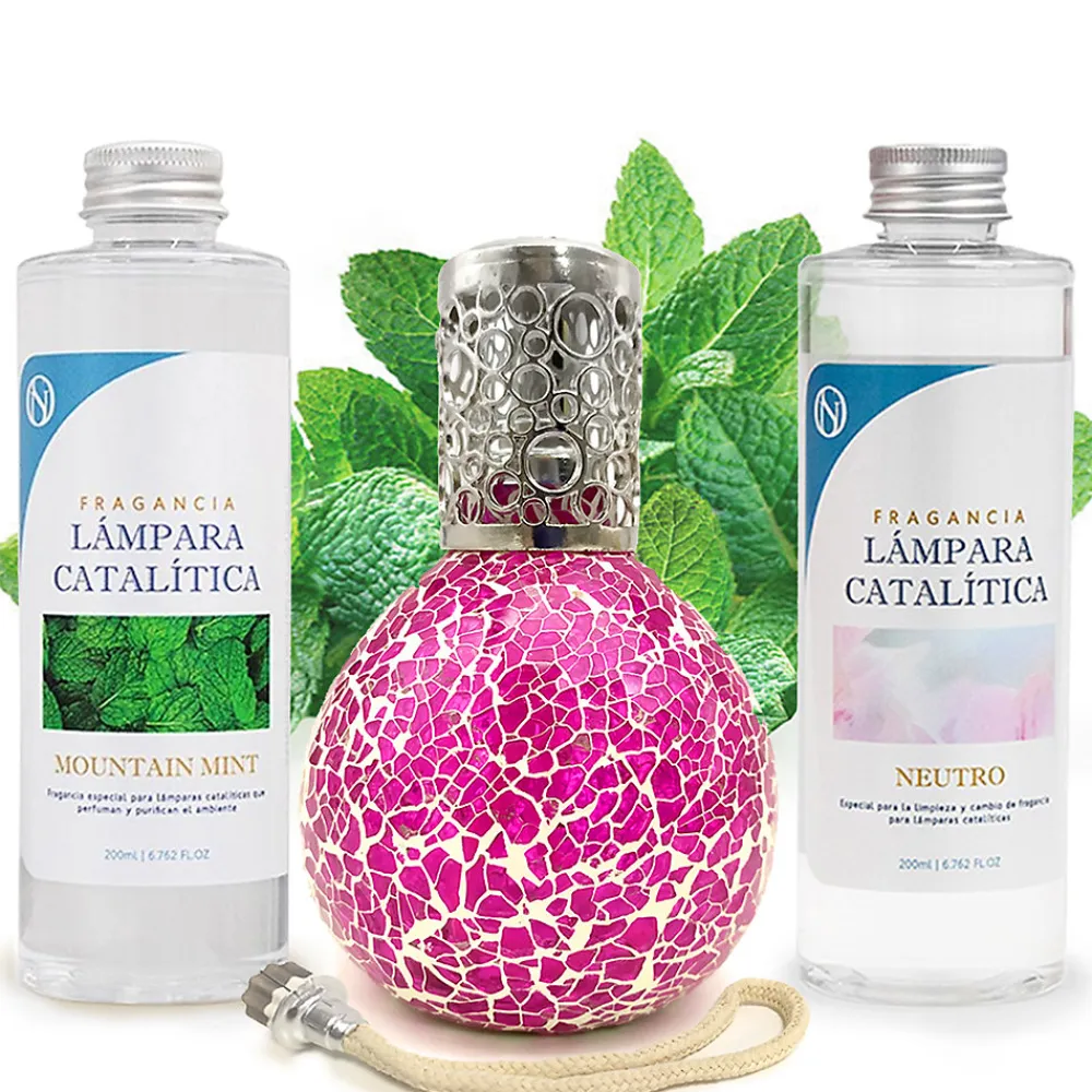 Pack économique Lampe Catalytique Mosaïque Fuchsia + Parfum Mountain Mint (500 ml) + Nettoyant Neutre (200 ml) + Mèche de Rechange>Mamamanuela Sale