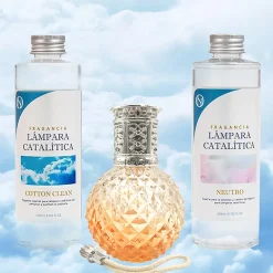 Mamamanuela Pack économique Lampe Catalytique Orange Diamonds + Parfum Cotton Clean (200 ml) + Nettoyant Neutre (200 ml) + Mèche de Rechange* Désodorisant Et Parfum D'Ambiance