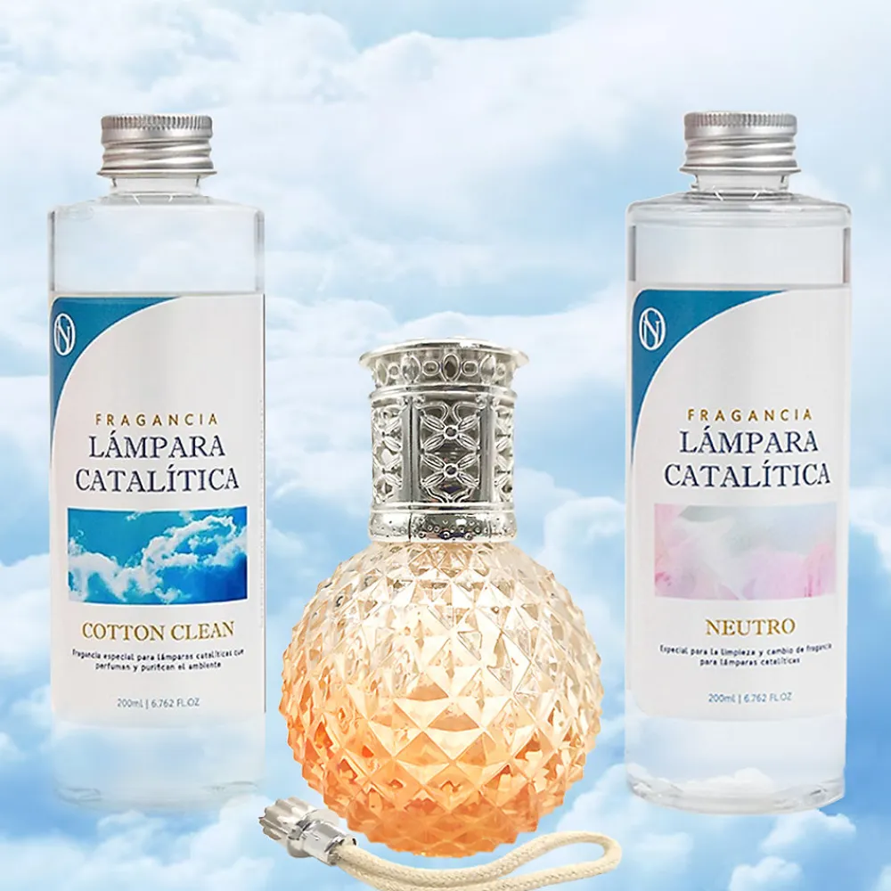 Pack économique Lampe Catalytique Orange Diamonds + Parfum Cotton Clean (500 ml) + Nettoyant Neutre (200 ml) + Mèche de Rechange>Mamamanuela Sale
