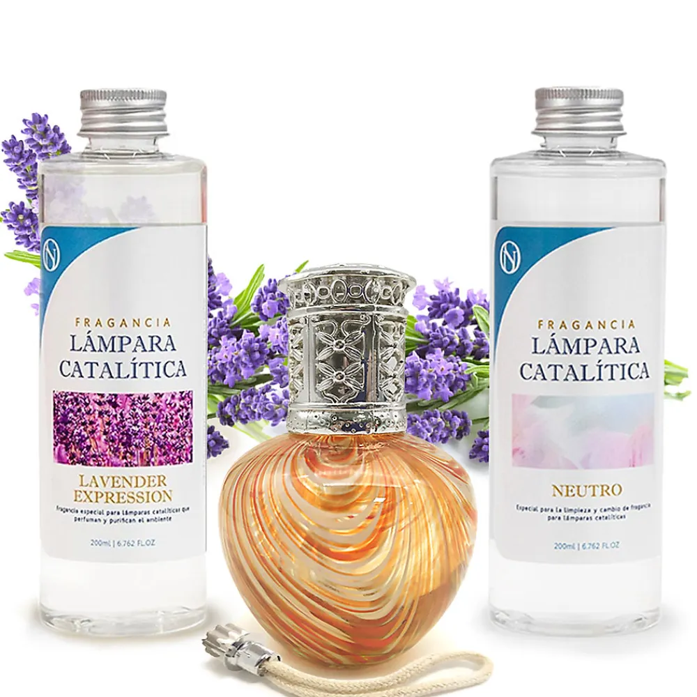 Pack économique Lampe Catalytique Orange Waves + Parfum Lavender Expression (500 ml) + Nettoyant Neutre (200 ml) + Mèche Rechange>Mamamanuela Clearance