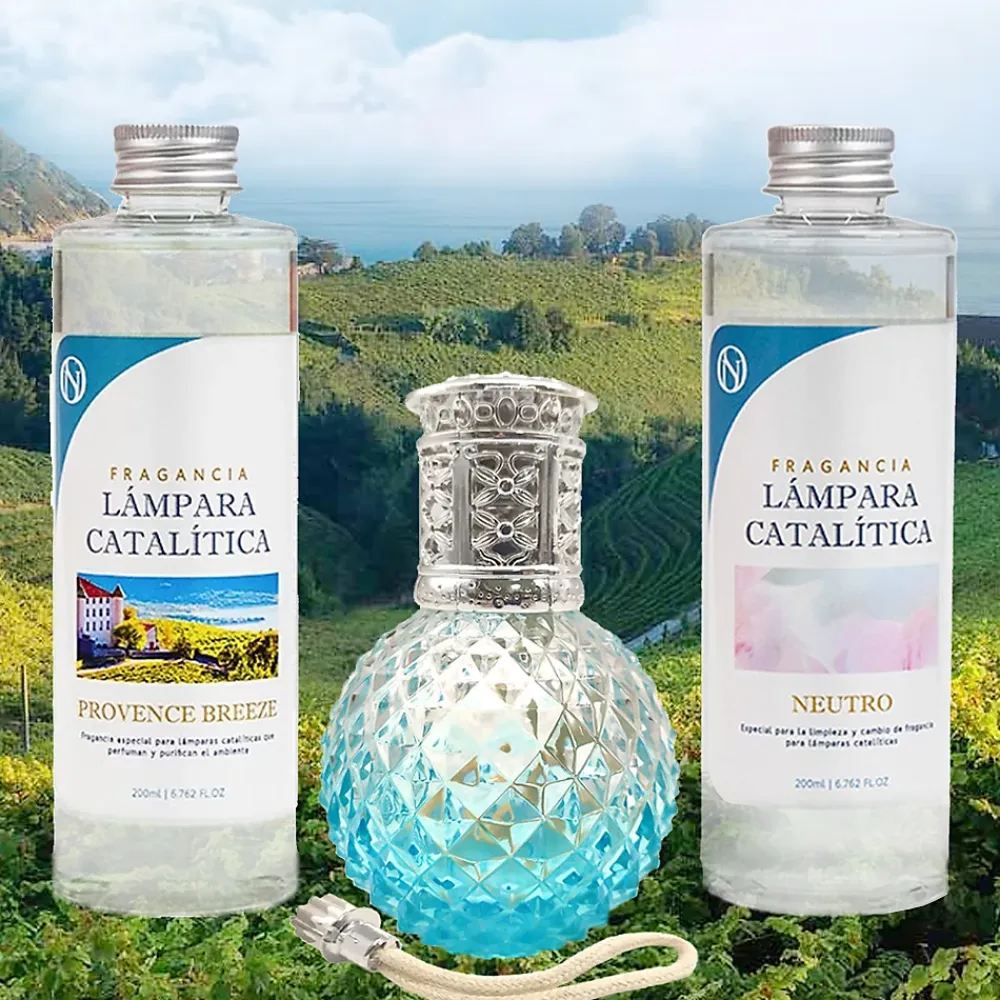 Mamamanuela Pack économique Lampe Catalytique Blue Diamonds + Parfum Provence Breeze (500 ml) + Nettoyant Neutre (200 ml) + Mèche de Rechange* Désodorisant Et Parfum D'Ambiance
