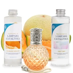 Mamamanuela Pack économique Lampe Catalytique Orange Diamonds + Parfum Waikiki Melon (500 ml) + Nettoyant Neutre (200 ml) + Mèche de Rechange* Désodorisant Et Parfum D'Ambiance