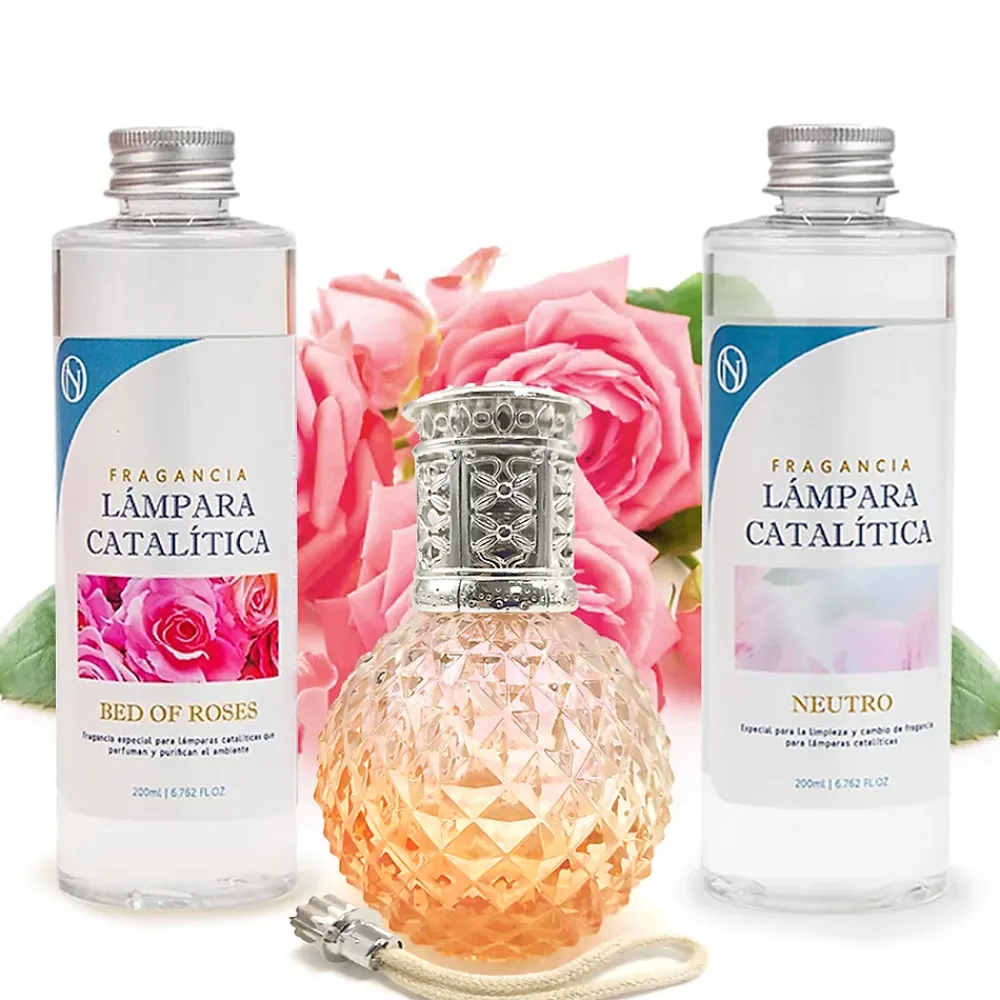 Mamamanuela Pack économique Lampe Catalytique Orange Diamonds + Parfum Bed of Roses (200 ml) + Nettoyant Neutre (200 ml) + Mèche de Rechange* Désodorisant Et Parfum D'Ambiance