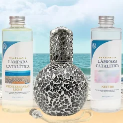 Pack économique Lampe Catalytique Mosaïque Noir + Parfum Mediterranean Light (500 ml) + Nettoyant Neutre (200 ml) + Mèche Rechange>Mamamanuela