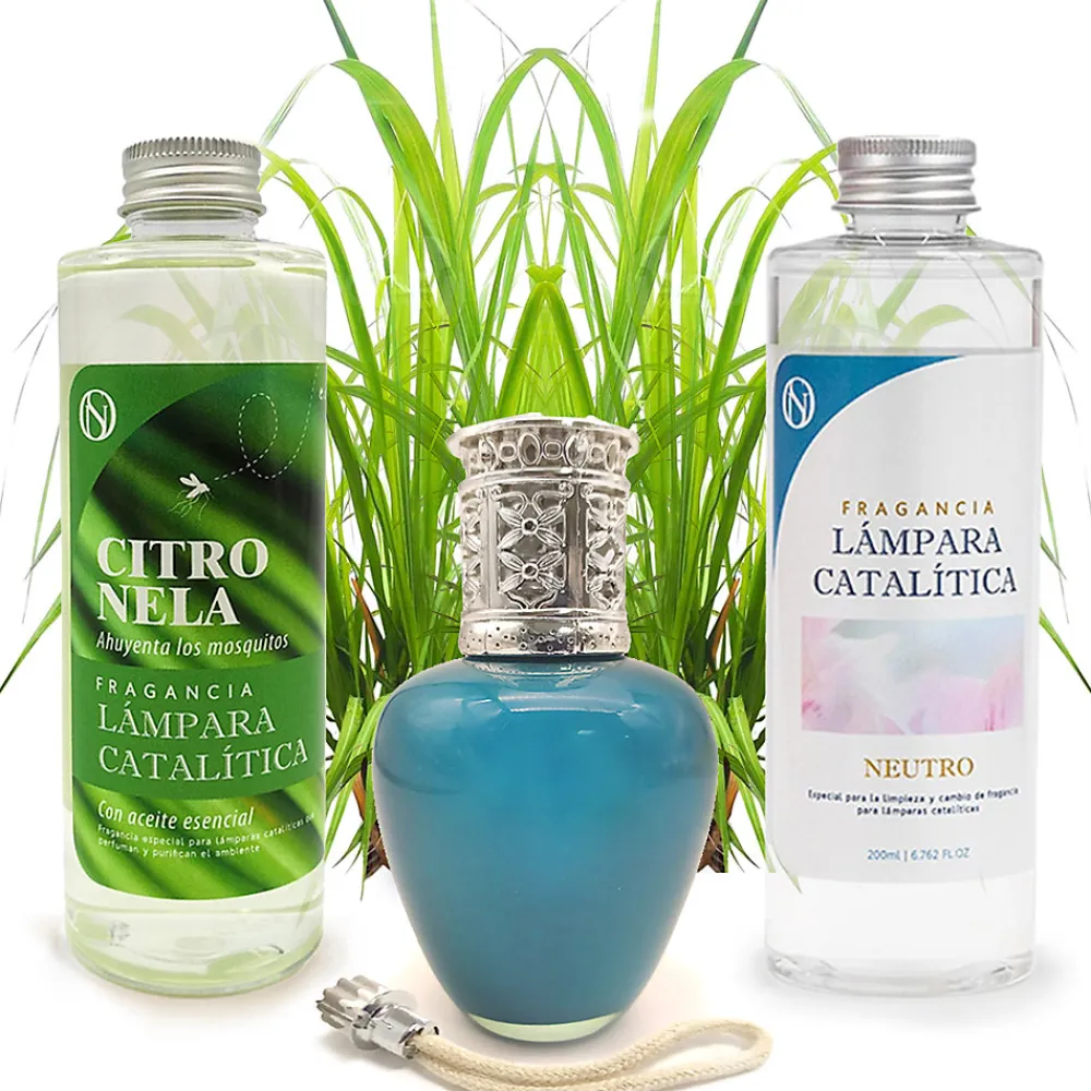 Pack économique Lampe Catalytique Aqua Marina + Parfum Citronnelle (200 ml) + Nettoyant Neutre (200 ml) + Mèche de Rechange>Mamamanuela Hot