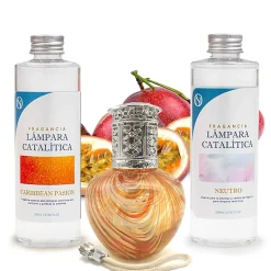 Mamamanuela Pack économique Lampe Catalytique Orange Waves + Parfum Caribbean Passion (200 ml) + Nettoyant Neutre (200 ml) + Mèche de Rechange* Désodorisant Et Parfum D'Ambiance