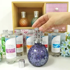 Mamamanuela Pack économique Lampe Catalytique Mosaïque Doré + Parfum Mountain Mint (500 ml) + Nettoyant Neutre (200 ml) + Mèche de Rechange* Désodorisant Et Parfum D'Ambiance