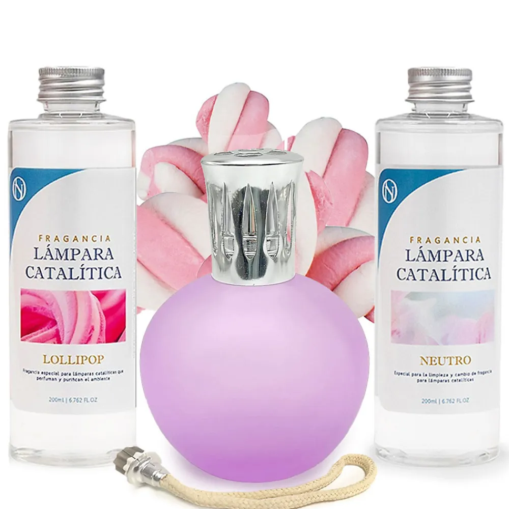 Pack économique Lampe Catalytique Fuchsia Mat + Parfum Lollipop (500 ml) + Nettoyant Neutre (200 ml) + Mèche de Rechange>Mamamanuela Best