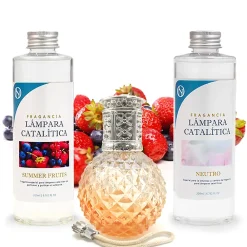 Mamamanuela Pack économique Lampe Catalytique Orange Diamonds + Parfum Summer Fruits (500 ml) + Nettoyant Neutre (200 ml) + Mèche de Rechange* Désodorisant Et Parfum D'Ambiance