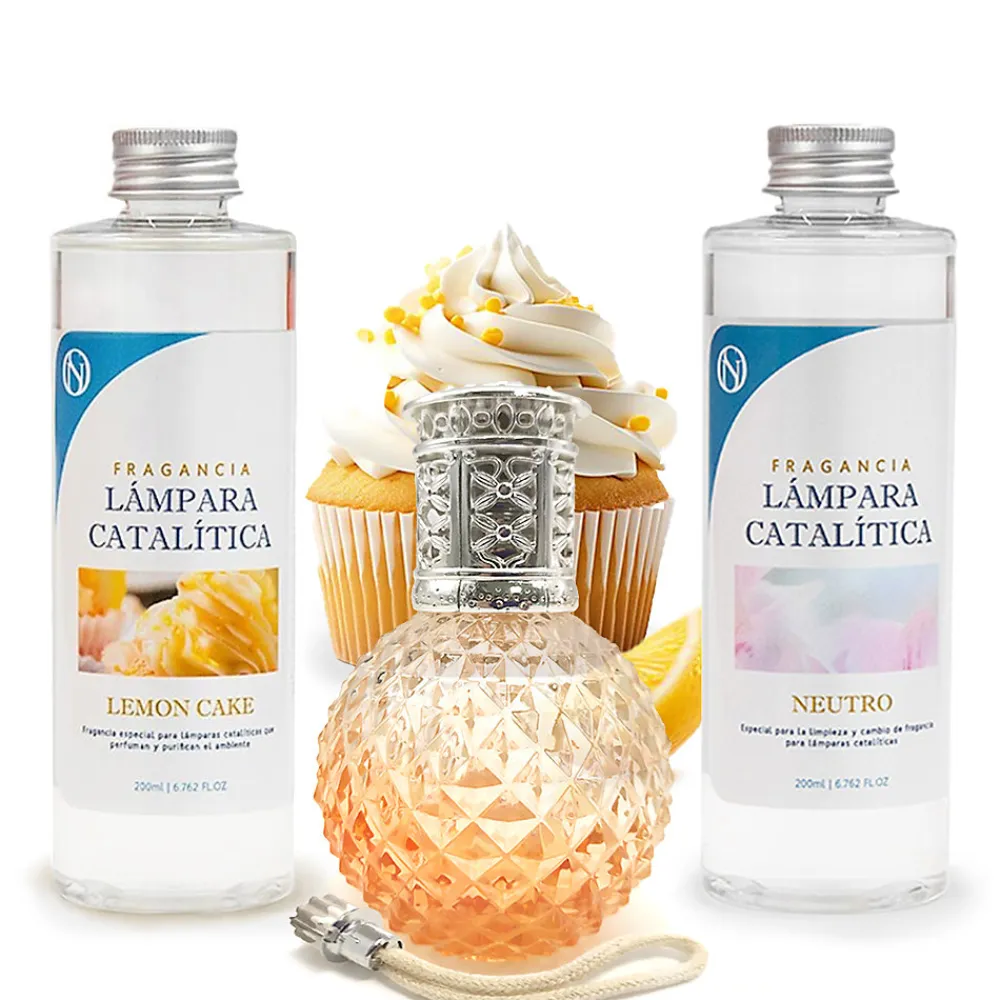 Pack économique Lampe Catalytique Orange Diamonds + Parfum Lemon Cake (500 ml) + Nettoyant Neutre (200 ml) + Mèche de Rechange>Mamamanuela New
