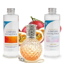 Mamamanuela Pack économique Lampe Catalytique Orange Diamonds + Parfum Caribbean Passion (200 ml) + Nettoyant Neutre (200 ml) + Mèche Rechange* Désodorisant Et Parfum D'Ambiance
