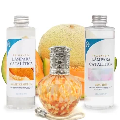 Mamamanuela Pack économique Lampe Catalytique Drops Orange + Parfum Waikiki Melon (200 ml) + Nettoyant Neutre (200 ml) + Mèche de Rechange* Désodorisant Et Parfum D'Ambiance