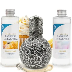 Pack économique Lampe Catalytique Mosaïque Noir + Parfum Lemon Cake (200 ml) + Nettoyant Neutre (200 ml) + Mèche de Rechange>Mamamanuela Online