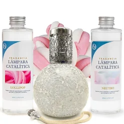 Pack économique Lampe Catalytique Mosaïque Blanc + Parfum Lollipop (500 ml) + Nettoyant Neutre (200 ml) + Mèche de Rechange>Mamamanuela Hot