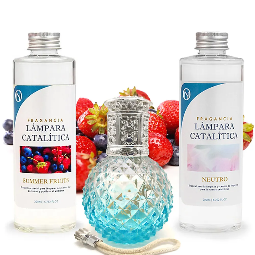 Pack économique Lampe Catalytique Blue Diamonds + Parfum Summer Fruits (500 ml) + Nettoyant Neutre (200 ml) + Mèche de Rechange>Mamamanuela Outlet