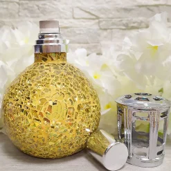 Pack économique Lampe Catalytique Mosaïque Doré + Parfum Peach Velvet (200 ml) + Nettoyant Neutre (200 ml) + Mèche de Rechange>Mamamanuela Discount