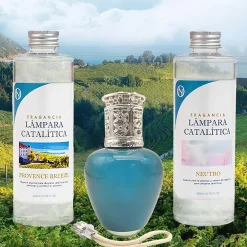 Mamamanuela Pack économique Lampe Catalytique Aqua Marina + Parfum Provence Breeze (500 ml) + Nettoyant Neutre (200 ml) + Mèche de Rechange* Désodorisant Et Parfum D'Ambiance