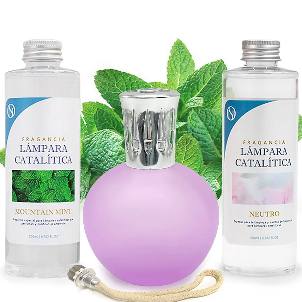 Mamamanuela Pack économique Lampe Catalytique Fuchsia Mat + Parfum Mountain Mint (500 ml) + Nettoyant Neutre (200 ml) + Mèche de Rechange* Désodorisant Et Parfum D'Ambiance