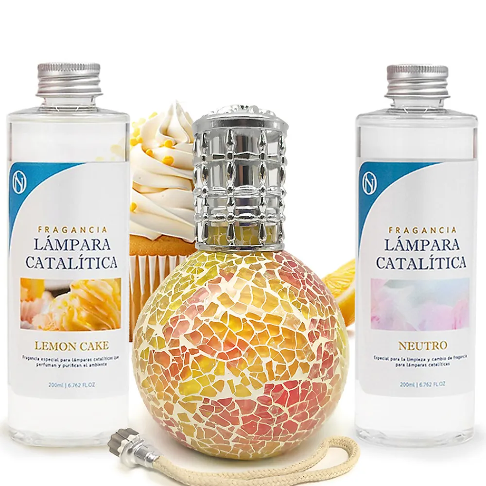 Pack économique Lampe Catalytique Mosaïque Bicolore + Parfum Lemon Cake (200 ml) + Nettoyant Neutre (200 ml) + Mèche de Rechange>Mamamanuela Outlet