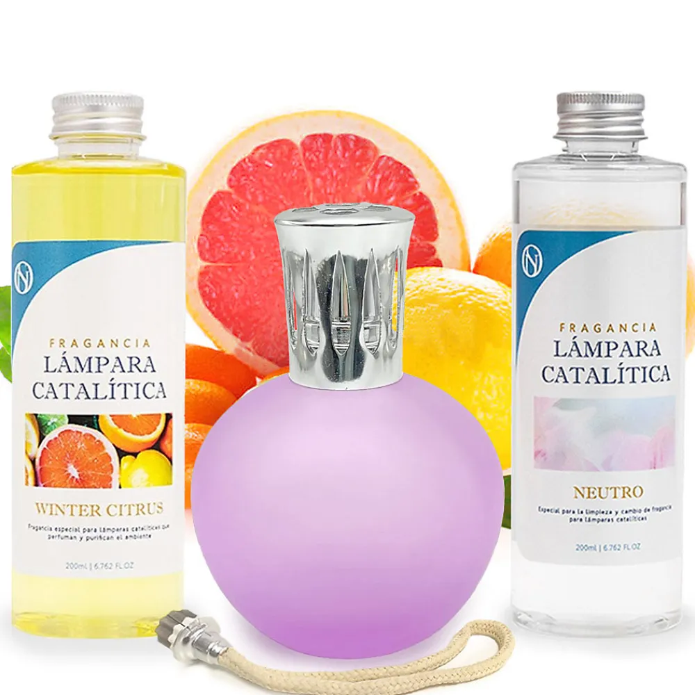 Mamamanuela Pack économique Lampe Catalytique Fuchsia Mat + Parfum Winter Citrus (500 ml) + Nettoyant Neutre (200 ml) + Mèche de Rechange* Désodorisant Et Parfum D'Ambiance
