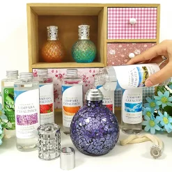 Mamamanuela Pack économique Lampe Catalytique Mosaïque Bicolore + Parfum Winter Citrus (200ml) + Nettoyant Neutre (200ml) + Mèche de Rechange* Désodorisant Et Parfum D'Ambiance