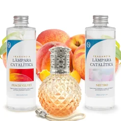 Pack économique Lampe Catalytique Orange Diamonds + Parfum Peach Velvet (200 ml) + Nettoyant Neutre (200 ml) + Mèche de Rechange>Mamamanuela Hot