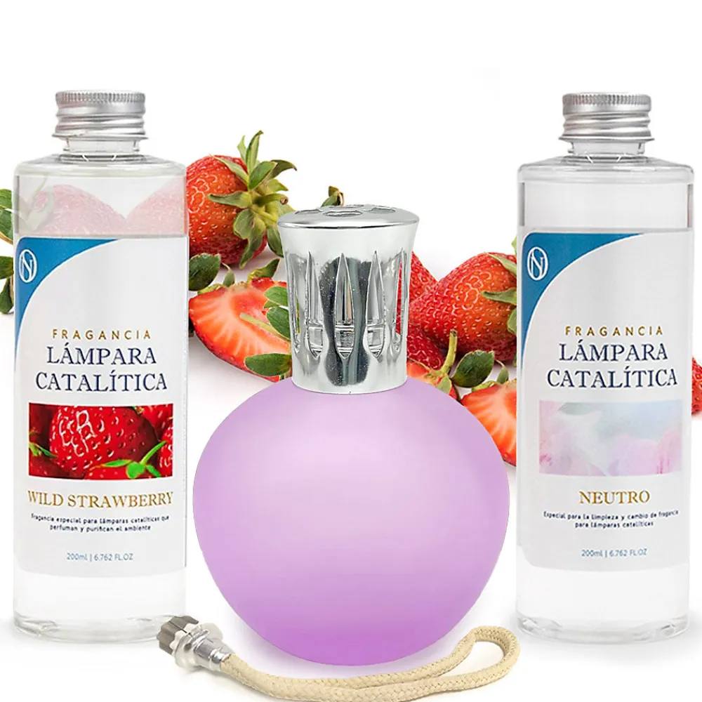 Pack économique Lampe Catalytique Fuchsia Mat + Parfum Wild Strawberry (200 ml) + Nettoyant Neutre (200 ml) + Mèche de Rechange>Mamamanuela New