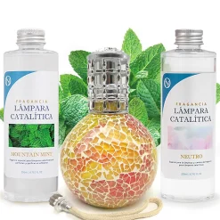 Pack économique Lampe Catalytique Mosaïque Bicolore + Parfum Mountain Mint (200ml) + Nettoyant Neutre (200ml) + Mèche Rechange>Mamamanuela New