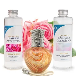 Mamamanuela Pack économique Lampe Catalytique Orange Waves + Parfum Bed of Roses (200 ml) + Nettoyant Neutre (200 ml) + Mèche de Rechange* Désodorisant Et Parfum D'Ambiance