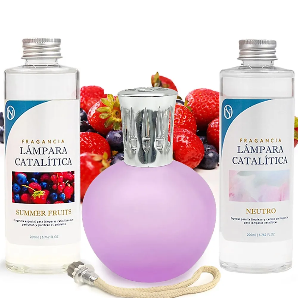 Mamamanuela Pack économique Lampe Catalytique Fuchsia Mat + Parfum Summer Fruits (500 ml) + Nettoyant Neutre (200 ml) + Mèche de Rechange* Désodorisant Et Parfum D'Ambiance