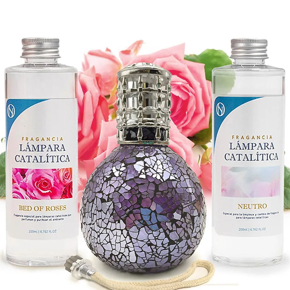 Pack économique Lampe Catalytique Mosaïque de minuit + Parfum Bed of Roses (500 ml) + Nettoyant Neutre (200 ml) + Mèche Rechange>Mamamanuela Best