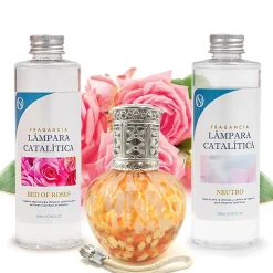Mamamanuela Pack économique Lampe Catalytique Drops Orange + Parfum Bed of Roses (500 ml) + Nettoyant Neutre (200 ml) + Mèche de Rechange* Désodorisant Et Parfum D'Ambiance