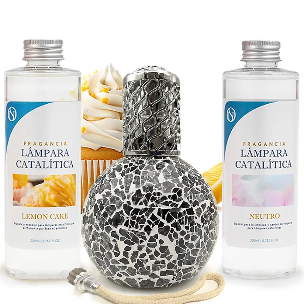 Pack économique Lampe Catalytique Mosaïque Noir + Parfum Lemon Cake (500 ml) + Nettoyant Neutre (200 ml) + Mèche de Rechange>Mamamanuela Clearance