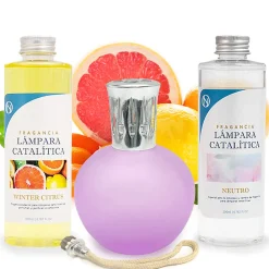 Mamamanuela Pack économique Lampe Catalytique Fuchsia Mat + Parfum Winter Citrus (200 ml) + Nettoyant Neutre (200 ml) + Mèche de Rechange* Désodorisant Et Parfum D'Ambiance