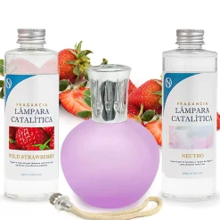Pack économique Lampe Catalytique Fuchsia Mat + Parfum Wild Strawberry (500 ml) + Nettoyant Neutre (200 ml) + Mèche de Rechange>Mamamanuela New