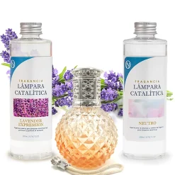 Mamamanuela Pack économique Lampe Catalytique Orange Diamonds + Lavender Expression (200 ml) + Nettoyant Neutre (200 ml) + Mèche de Rechange* Désodorisant Et Parfum D'Ambiance