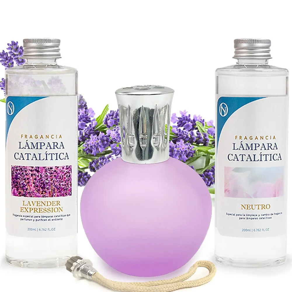 Mamamanuela Pack économique Lampe Catalytique Fuchsia Mat + Parfum Lavender Expression (200ml) + Nettoyant Neutre (200ml) + Mèche de Rechange* Désodorisant Et Parfum D'Ambiance