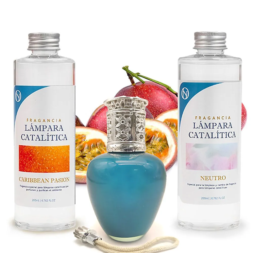 Pack économique Lampe Catalytique Aqua Marina + Parfum Caribbean Passion (500 ml) + Nettoyant Neutre (200 ml) + Mèche de Rechange>Mamamanuela