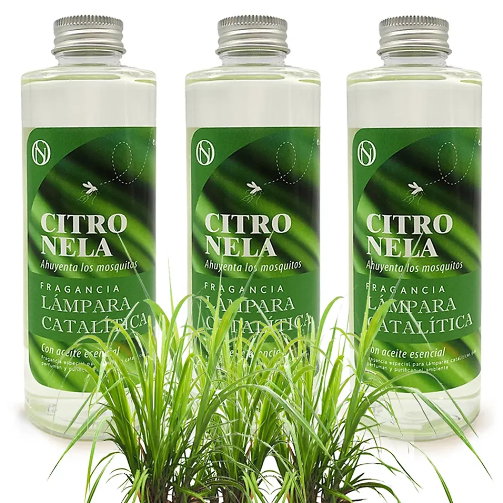 Mamamanuela Pack économique 3x Parfums pour lampe catalytique 200 ml : Arôme Citronnelle - Profitez plus longtemps de votre parfum préféré* Désodorisant Et Parfum D'Ambiance