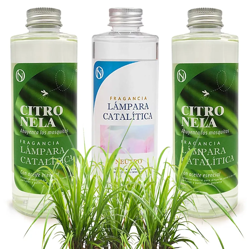 Mamamanuela Pack économique 3x Parfums pour lampe catalytique : Arôme Citronnelle 500 ml + Nettoyant neutre 200 ml* Désodorisant Et Parfum D'Ambiance